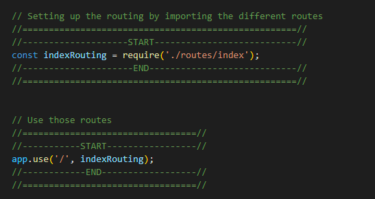 Code detailing how to use routing with app.js